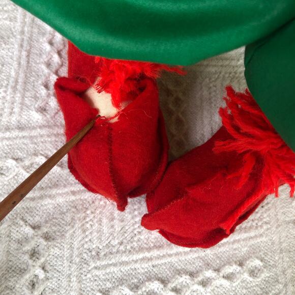 Vintage Handmade Smiling Clown Plush Embroidered Face Felt Shoes Large Cute - Picture 14 of 14